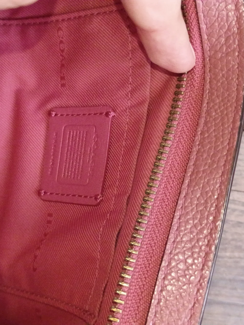 Coach Two-Toned Pink Pebbled Leather Crossbody Wallet